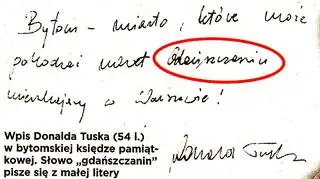 Błąd ortograficzny popełniony przez premiera w księdze pamiątkowej Bytomia