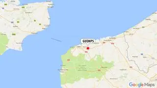 Blokadę migranci ustawili w Guemps, niedaleko Calais