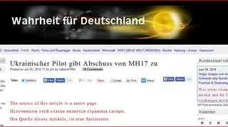 Była wyraźna informacja, że artykuł opiera się na "stronie satyrycznej"