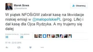 Były marszałek województwa o decyzji NFOŚiGW