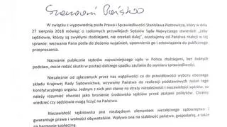 Całe pismo w sprawie Piotrowicza skierowane do KRS
