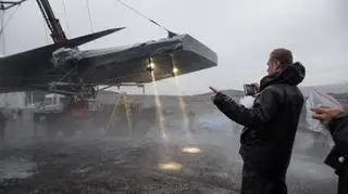 Christopher Nolan na planie filmu "Interstellar"