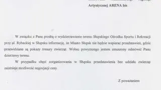 Cyrk otrzymał pismo z odmową 
