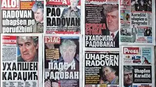 Czołówki serbskich gazet po schwytaniu Karadżicia 21 lipca 2008 r.