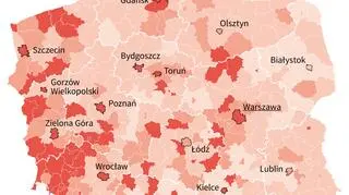 Dane GUS dotyczące przestępczości w powiatach w całej Polsce w pierwszym półroczu 2019 roku