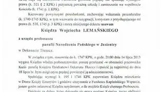 Dekret podpisany przez zwierzchnika archidiecezji warszawsko-praskiej
