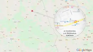 Do wypadku doszło na skrzyżowaniu ulicy Grodzieńskiej i ulicy Mickiewicza w Sokółce