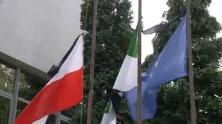 Flags at half-mast in the Zofiówka coal mine in the town of Jastrzębie-Zdrój