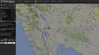 Flightradar24.com pokazuje aktualną pozycję wehikułu