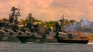 Flota Czarnomorska w ukraińskim porcie (TVN24)