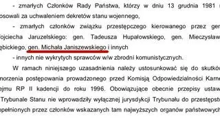 Fragment aktu oskarżenia między innymi przeciwko generałowi Wojciechowi Jaruzelskiemu z 16 kwietnia 2007 roku w sprawie wprowadzenia stanu wojennego