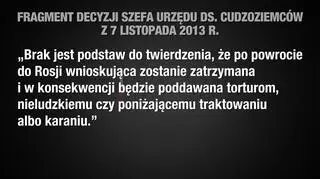 Fragment decyzji szefa Urzędu do Spraw Cudzoziemców