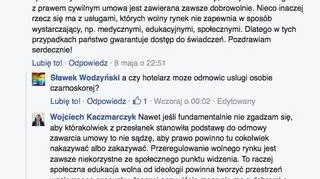 Fragment dyskusji na koncie Wojciecha Kaczmarczyka