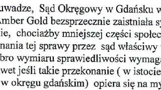 Fragment wniosku gdańskiego Sądu Okręgowego ws. Amber Gold