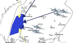 Główny region ćwiczeń zaznaczony na mapce przygotowanej przez wojsko Finlandii