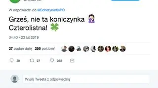 "Grześ, nie ta koniczynka"