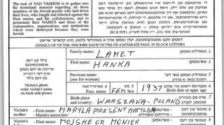 Hania Lamet, six years old, died in a gas chamber at Majdanek concentration camp. This results from the document kept in the Yad Vashem archives