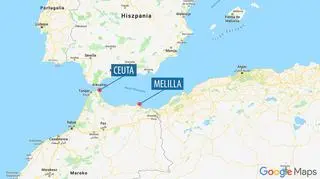 Hiszpańskie enklawy Ceuta i Melilla przy granicy z Marokiem