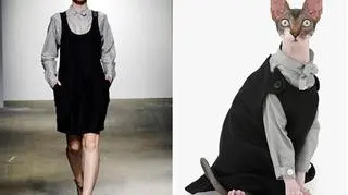 Huxtable, czyli Pan Luty, a po lewej modelka na wybiegu w tym samym stroju