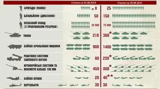 Infografika przedstawiająca rozwój ukraińskich sił w strefie ATO