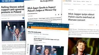 International media reactions to Mick Jagger&#039;s support for Polish judges
