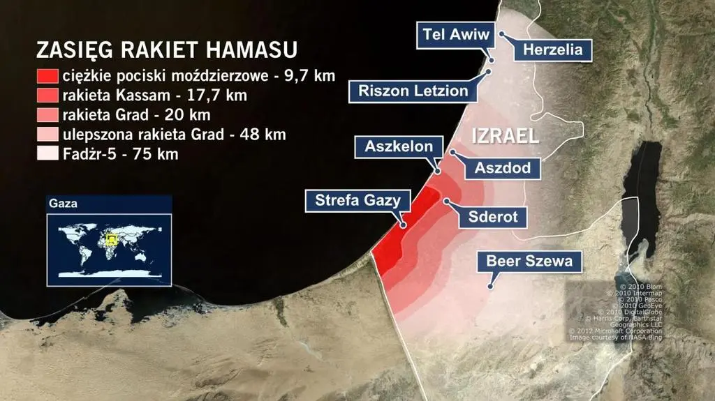 Jak daleko może strzelać Hamas?
