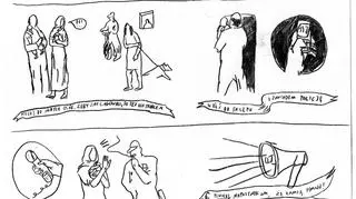Jak reagować na przemoc w sklepie podpowiadają ilustratorzy na kartach komiksu