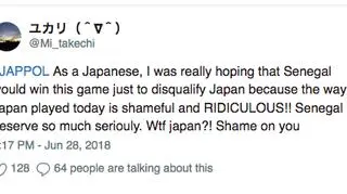 Japanese fan expressed his disappointment with his teams attitude in the match against Poland
