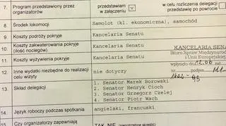 Jeden z ostatnich wniosków wyjazdowych senatorów PiS