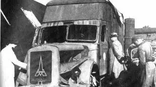 Jedna z ciężarówek marki Magirus-Deutz odnaleziony w Chełmnie w 1945 roku