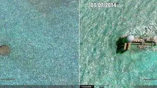 Jedna z dziesiątek chińskich platform - stacja meteorologiczna na rafie Subi