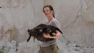 Jowita Budnik na planie filmu "Ptaki śpiewają w Kigali"