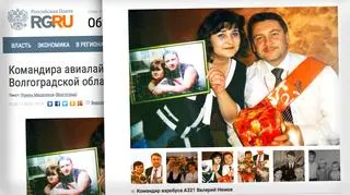 Kapitan Walerij Niemow z żoną Iriną, która trzyma zdjęcie syna Iwana  