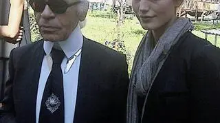 Karl Lagerfeld i Karolina Wąż po pokazie mody Fendi (fot. New Age Models)