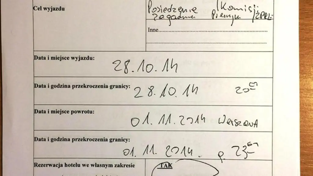 Karta podróży Adama Hofmana