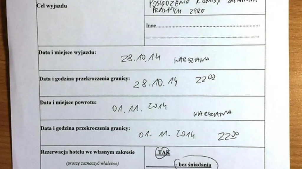 Karta podróży Adama Rogackiego