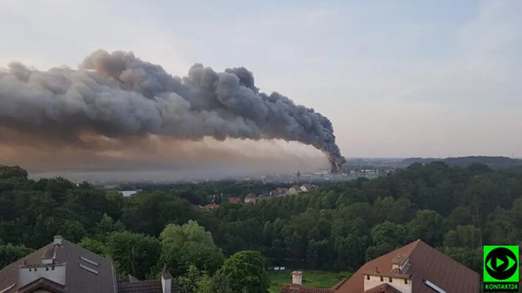 Kłęby dymu nad Gdańskiem