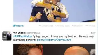 Kolega z planu "Szybkich i wściekłych" Vin Diesel wciąż na swoim Twitterze zamieszcza zdjęcia Paula Walkera i nie kryje: "Tęknię za tobą, bracie"