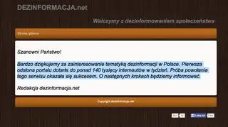 Komunikat na stronie dezinformacja.net