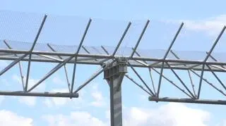 Konstrukcja pokryta jest gęstą siatką