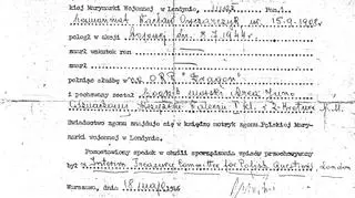 Kopia listu wysłanego po wojnie do wdowy po bosmanmacie W. Owczarczyku. Oryginał pozostaje w Archiwum Sikorskiego w Londynie