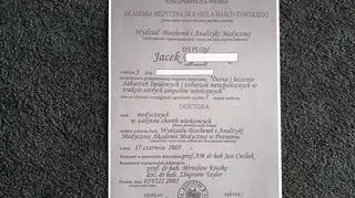 Kserokopia dyplomu Jacka R.