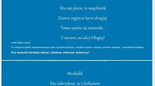 - Kto wymyśli bardziej udany i złośliwy wierszyk wyborczy. Dozwolone wszystkie  chwyty dopuszczone prawem – wyzywa Majchrowskiego Lasota