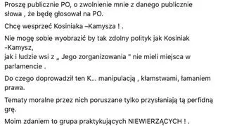 Lech Wałęsa poprosił o "zwolnienie z publicznie danego słowa, że będzie głosował na PO"