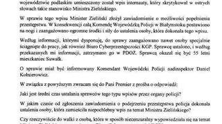 List Krzysztofa Brejzy do premier Beaty Szydło