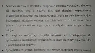 List spółdzielni mieszkaniowej w sprawie placu zabaw