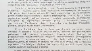 List Szydło do Macrona