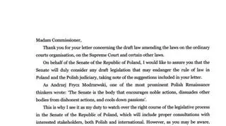 List Tomasza Grodzkiego do wiceszefowej Komisji Europejskiej