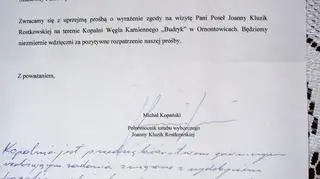 List ws. wizyty w kopalni