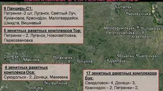 Lokalizacja rosyjskich zestawów przeciwlotniczych w Donbasie